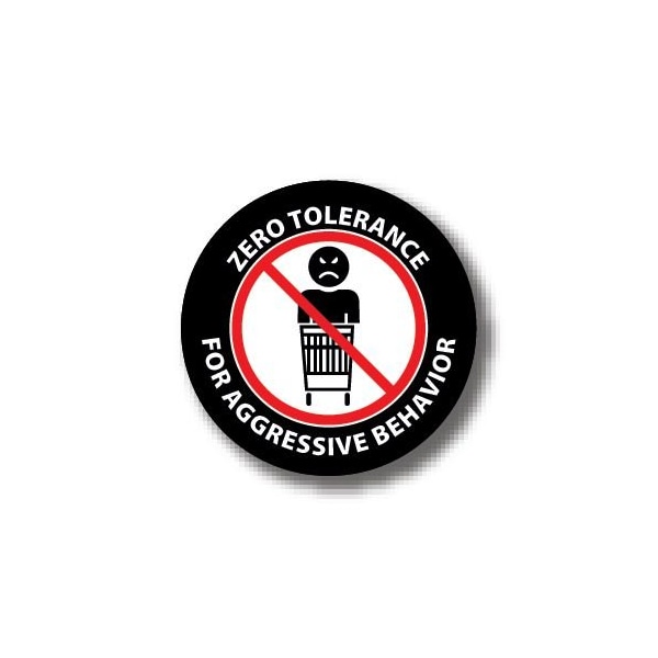 Ergomat 4in CIRCLE SIGNS Zero Tolerance For Aggressive Behavior DSV-SIGN 16 #3976 -UEN - main